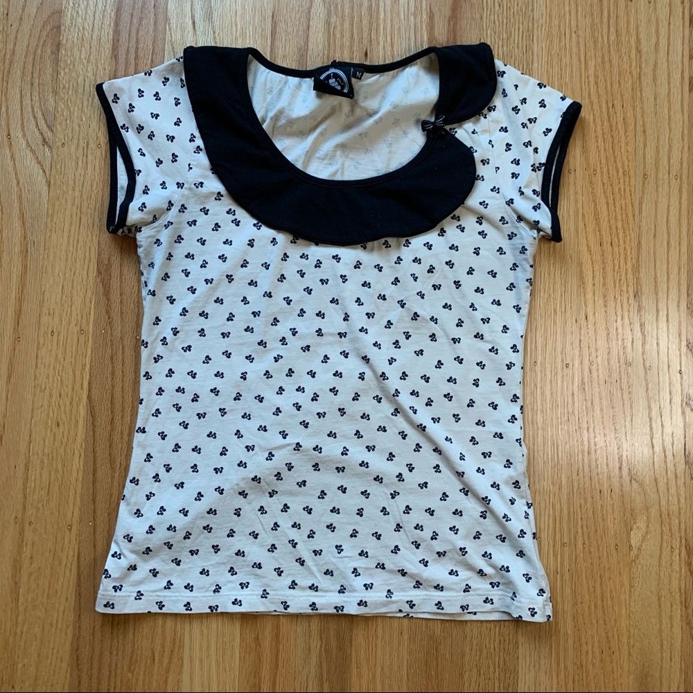 Banjo & Cake bow print Peter Pan collar top